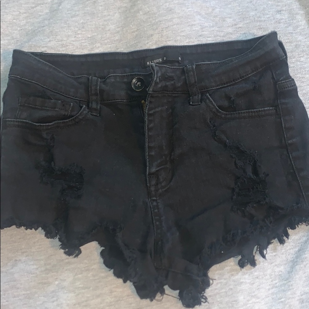 Black stretchy denim shorts